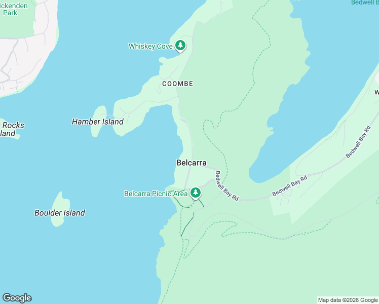 map of restaurants, bars, coffee shops, grocery stores, and more near 4643 Belcarra Bay Road in Belcarra
