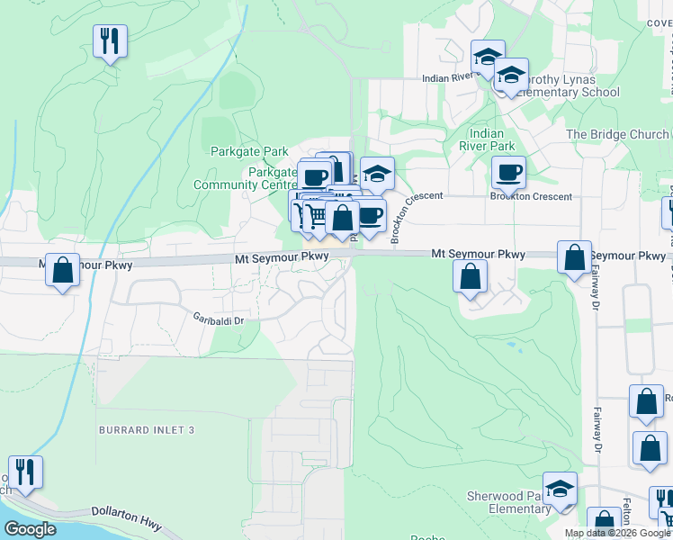 map of restaurants, bars, coffee shops, grocery stores, and more near 995 Roche Point Drive in North Vancouver