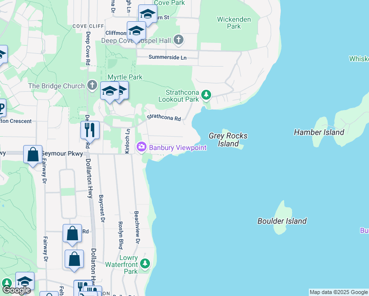 map of restaurants, bars, coffee shops, grocery stores, and more near 4541 Stonehaven Avenue in North Vancouver