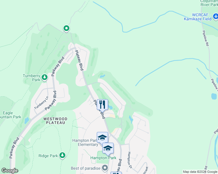 map of restaurants, bars, coffee shops, grocery stores, and more near 3303 Chartwell Green in Coquitlam