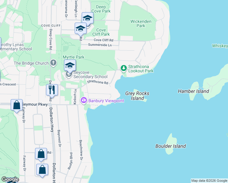 map of restaurants, bars, coffee shops, grocery stores, and more near 4566 Epps Avenue in North Vancouver