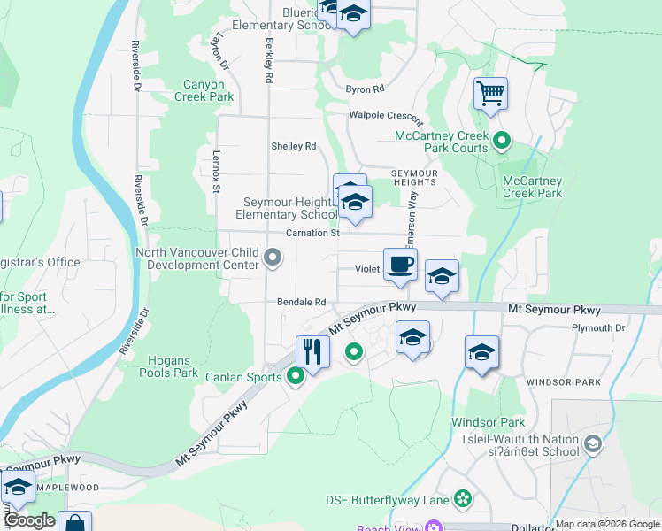 map of restaurants, bars, coffee shops, grocery stores, and more near 1079 Lytton Street in North Vancouver