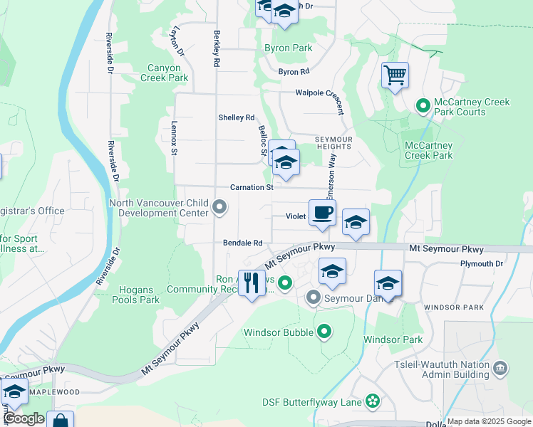 map of restaurants, bars, coffee shops, grocery stores, and more near 1079 Lytton Street in North Vancouver