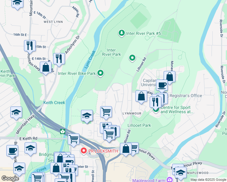 map of restaurants, bars, coffee shops, grocery stores, and more near 1122 Premier Street in North Vancouver