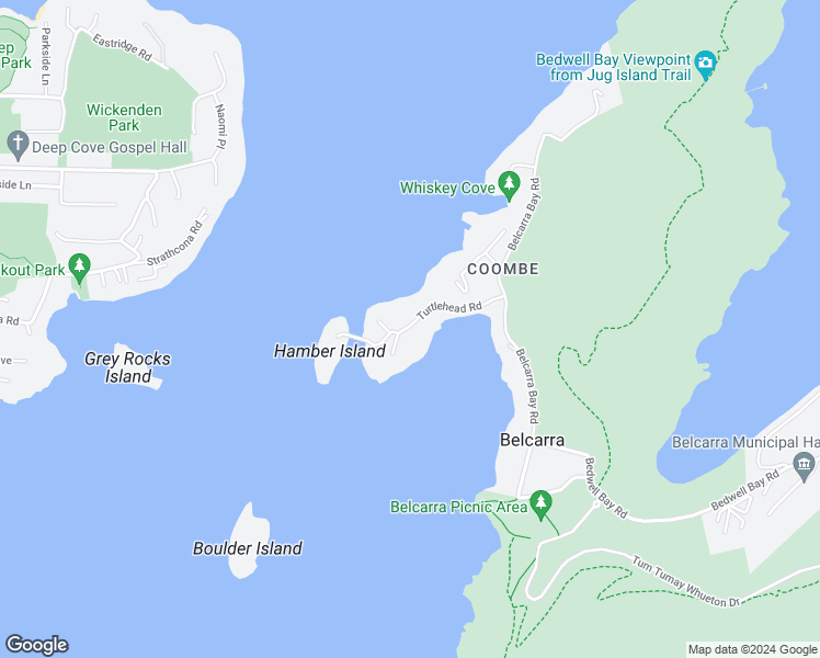 map of restaurants, bars, coffee shops, grocery stores, and more near 184 Turtlehead Road in Belcarra