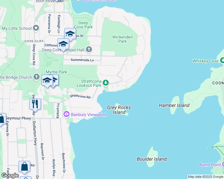 map of restaurants, bars, coffee shops, grocery stores, and more near 4625 Strathcona Road in North Vancouver