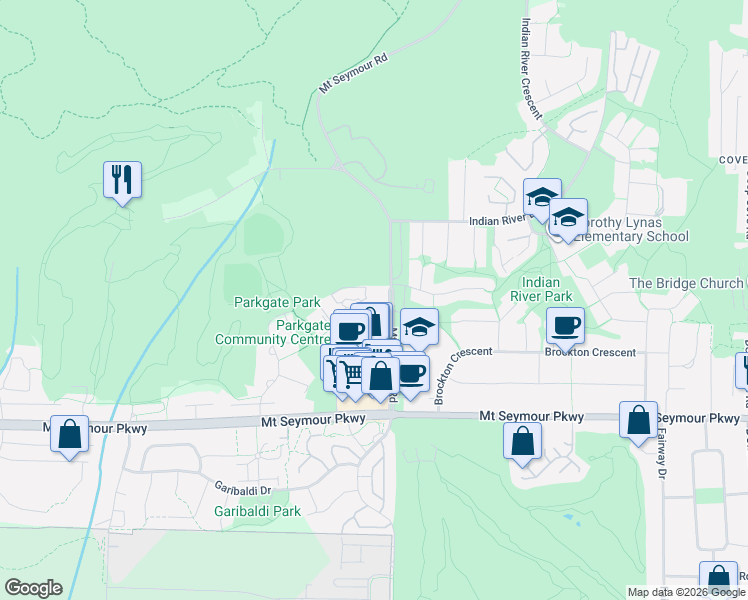 map of restaurants, bars, coffee shops, grocery stores, and more near 3690 Banff Court in North Vancouver