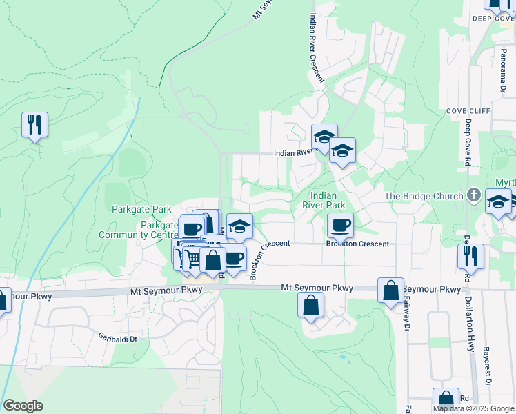 map of restaurants, bars, coffee shops, grocery stores, and more near 3791 Hamber Place in North Vancouver