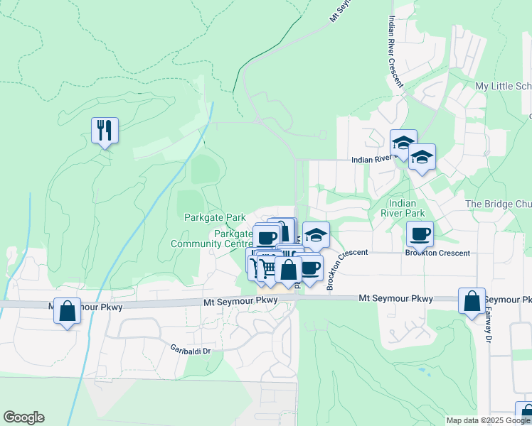 map of restaurants, bars, coffee shops, grocery stores, and more near 3680 Banff Court in North Vancouver