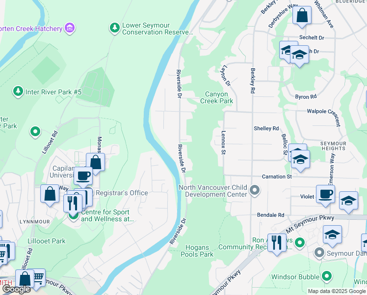 map of restaurants, bars, coffee shops, grocery stores, and more near in Vancouver