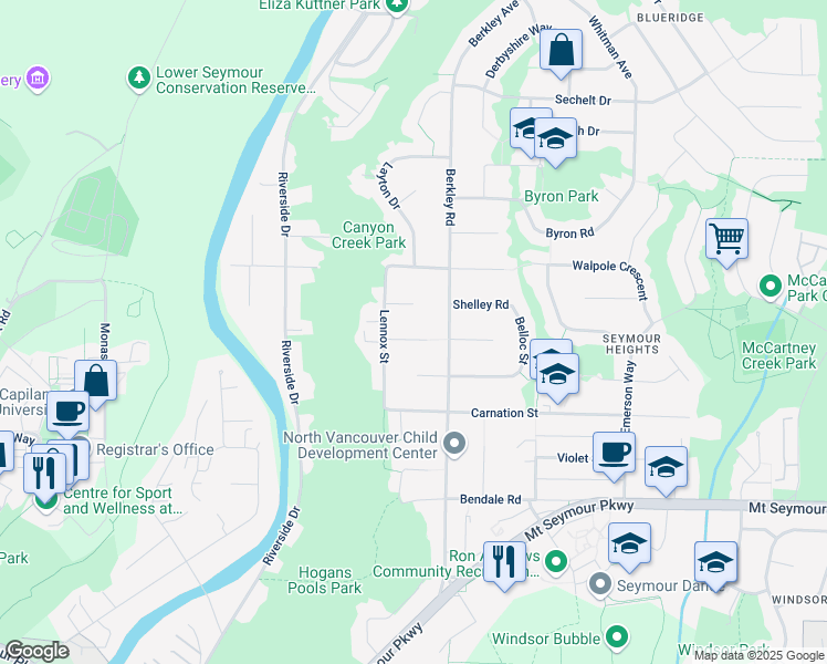 map of restaurants, bars, coffee shops, grocery stores, and more near 2452 Keats Road in North Vancouver