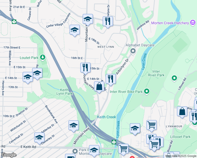 map of restaurants, bars, coffee shops, grocery stores, and more near in Vancouver