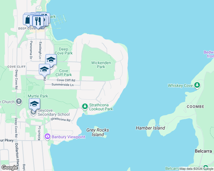 map of restaurants, bars, coffee shops, grocery stores, and more near 1620 Roxbury Place in North Vancouver