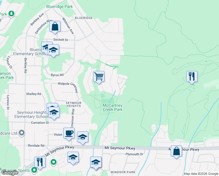map of restaurants, bars, coffee shops, grocery stores, and more near 1659 Orkney Place in North Vancouver
