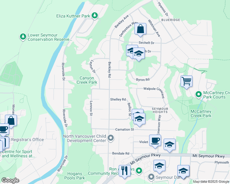 map of restaurants, bars, coffee shops, grocery stores, and more near 2519 Swinburne Avenue in North Vancouver