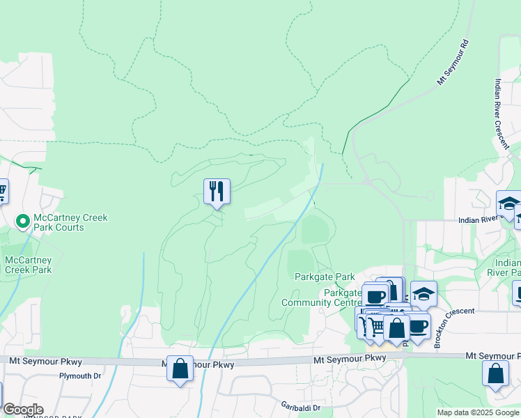 map of restaurants, bars, coffee shops, grocery stores, and more near 3420 Anne Macdonald Way in North Vancouver