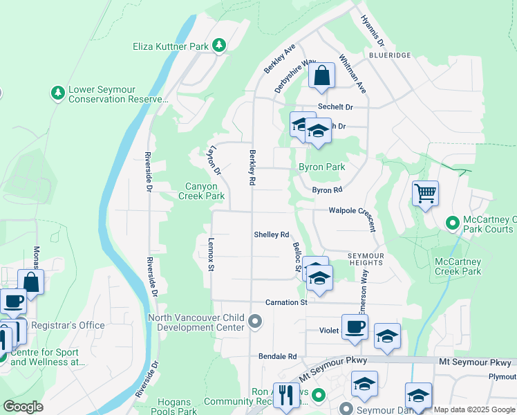 map of restaurants, bars, coffee shops, grocery stores, and more near 2504 Swinburne Avenue in North Vancouver
