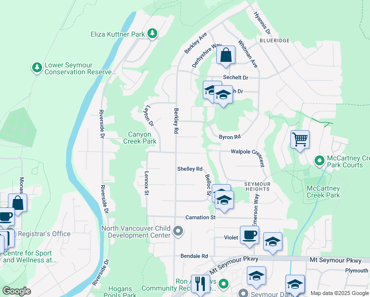 map of restaurants, bars, coffee shops, grocery stores, and more near 2518 Swinburne Avenue in North Vancouver
