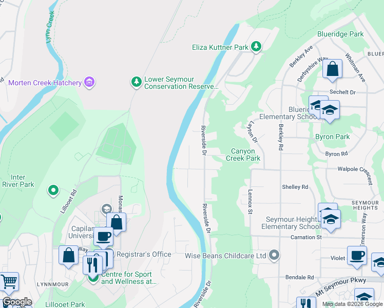 map of restaurants, bars, coffee shops, grocery stores, and more near 1706 Edgewater Lane in North Vancouver