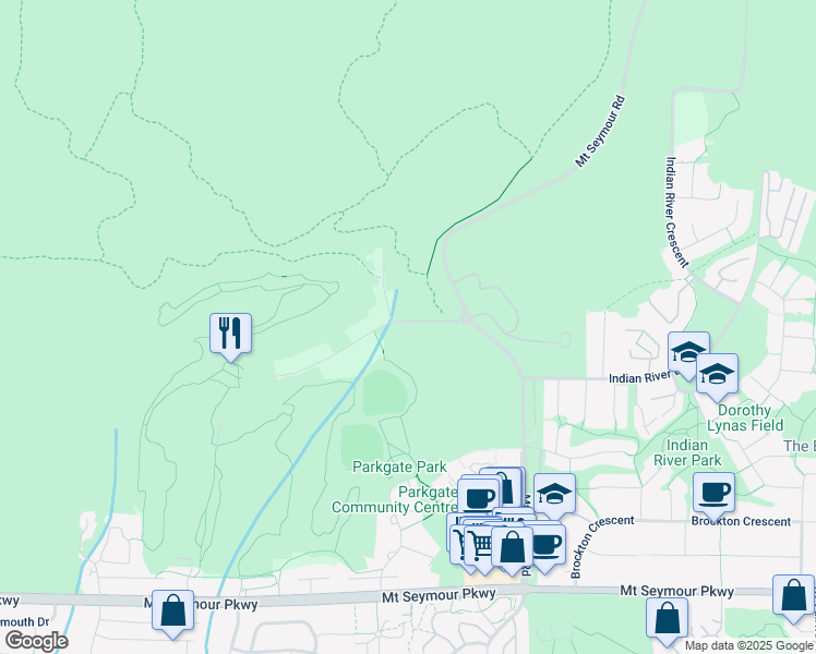map of restaurants, bars, coffee shops, grocery stores, and more near 3533 Anne Macdonald Way in North Vancouver