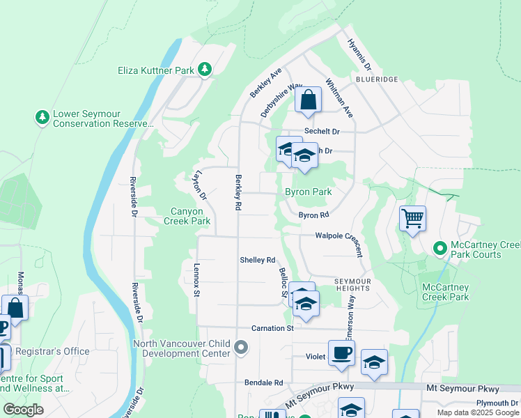 map of restaurants, bars, coffee shops, grocery stores, and more near 2540 Boswell Avenue in North Vancouver