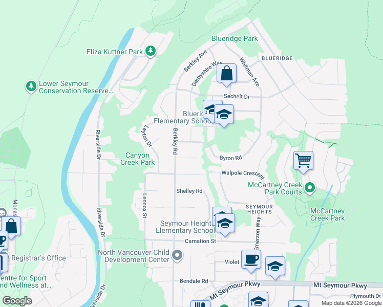 map of restaurants, bars, coffee shops, grocery stores, and more near 2540 Boswell Avenue in North Vancouver