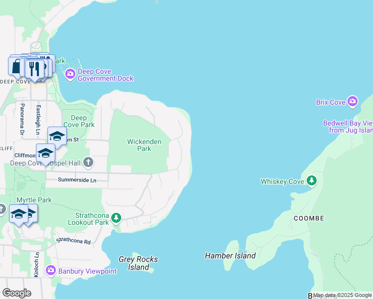 map of restaurants, bars, coffee shops, grocery stores, and more near 1840 Naomi Place in North Vancouver