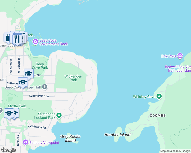 map of restaurants, bars, coffee shops, grocery stores, and more near 1922 Cardinal Crescent in North Vancouver