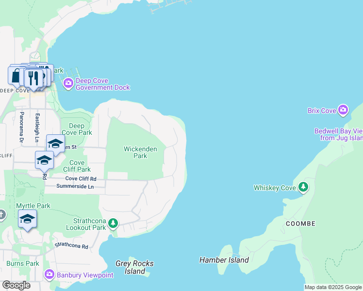 map of restaurants, bars, coffee shops, grocery stores, and more near 1938 Cardinal Crescent in North Vancouver