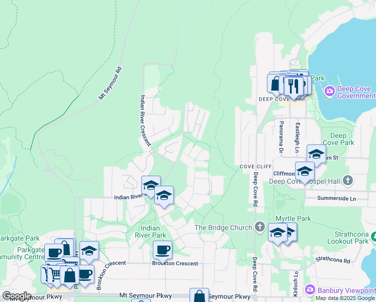 map of restaurants, bars, coffee shops, grocery stores, and more near 1909 Iron Court in North Vancouver