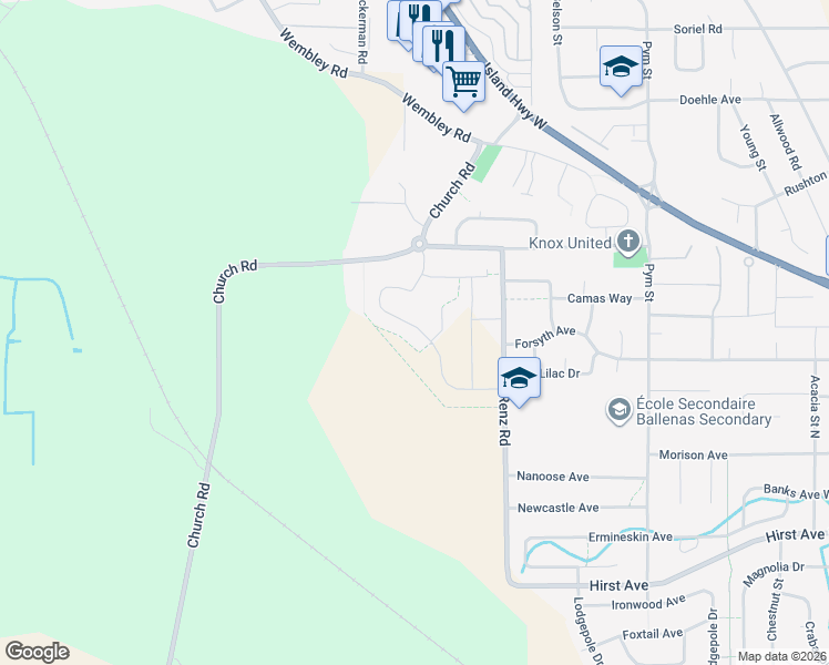 map of restaurants, bars, coffee shops, grocery stores, and more near 486 Ridgefield Drive in Parksville