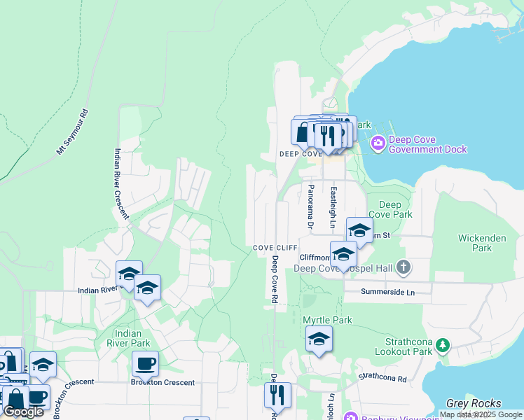 map of restaurants, bars, coffee shops, grocery stores, and more near 1964 Cliffwood Road in North Vancouver