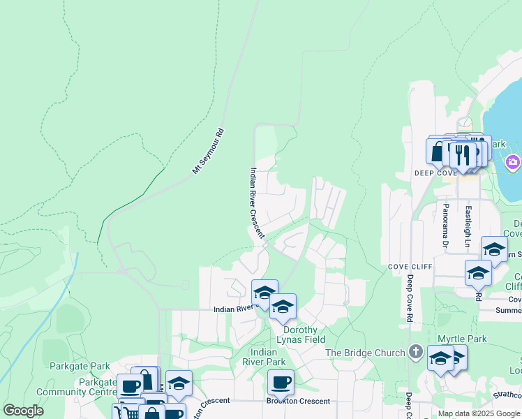map of restaurants, bars, coffee shops, grocery stores, and more near 2041 Frames Court in North Vancouver