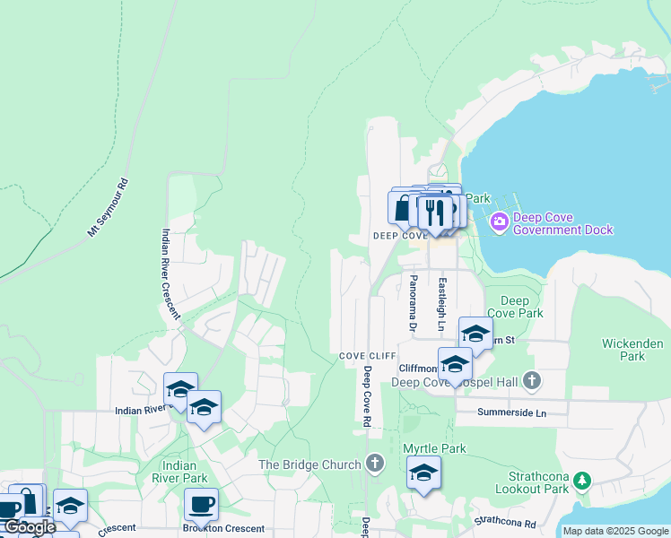 map of restaurants, bars, coffee shops, grocery stores, and more near 2059 Cliffwood Road in North Vancouver