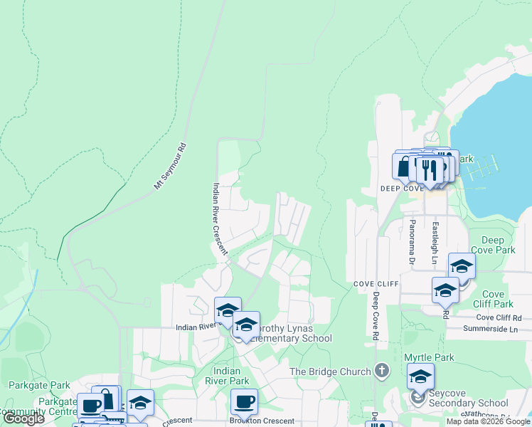 map of restaurants, bars, coffee shops, grocery stores, and more near 3985 Frames Place in North Vancouver