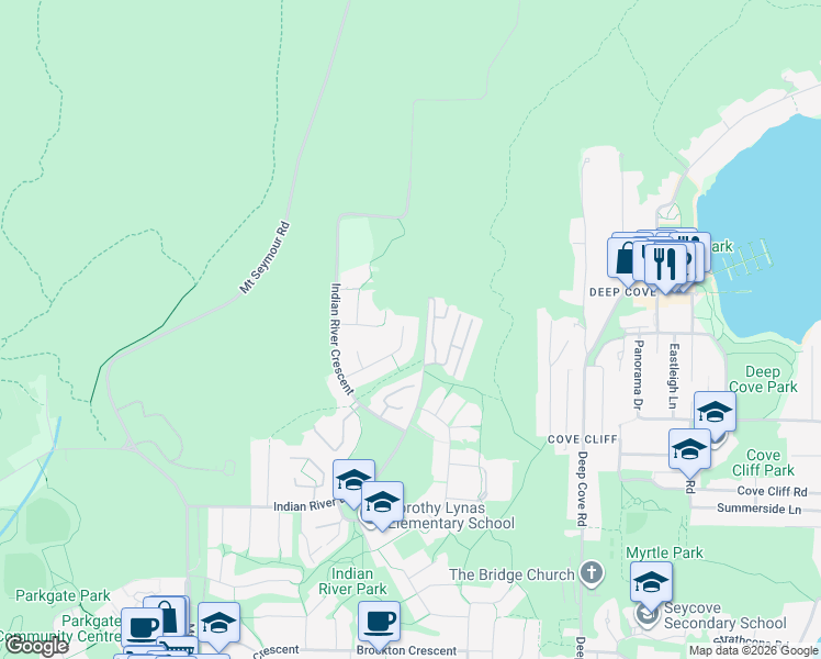map of restaurants, bars, coffee shops, grocery stores, and more near 3985 Frames Place in North Vancouver
