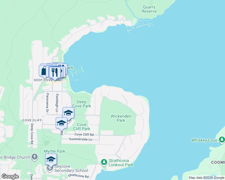 map of restaurants, bars, coffee shops, grocery stores, and more near 4678 Eastridge Road in North Vancouver