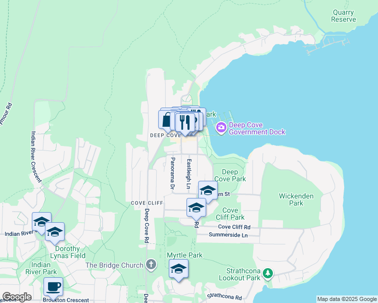 map of restaurants, bars, coffee shops, grocery stores, and more near 4304 Naughton Avenue in North Vancouver