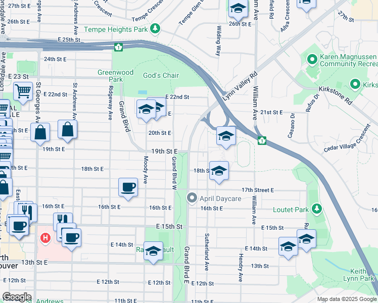 map of restaurants, bars, coffee shops, grocery stores, and more near in Vancouver