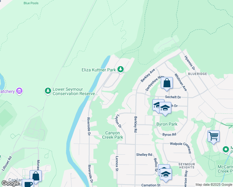 map of restaurants, bars, coffee shops, grocery stores, and more near 2086 Rivergrove Place in North Vancouver