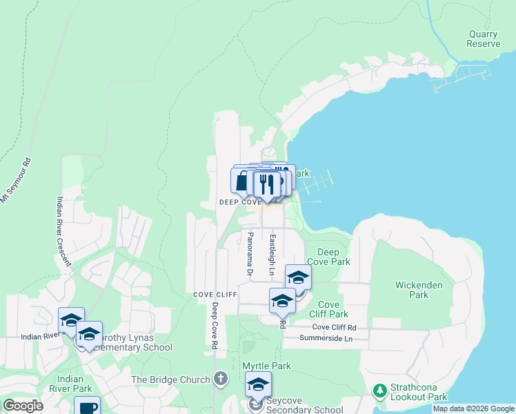 map of restaurants, bars, coffee shops, grocery stores, and more near 2181 Panorama Drive in North Vancouver