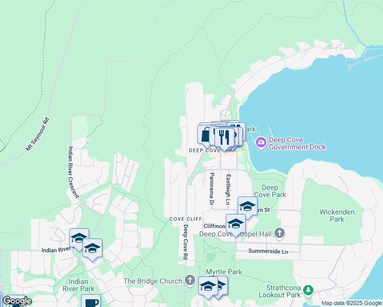 map of restaurants, bars, coffee shops, grocery stores, and more near 2190 Badger Road in North Vancouver