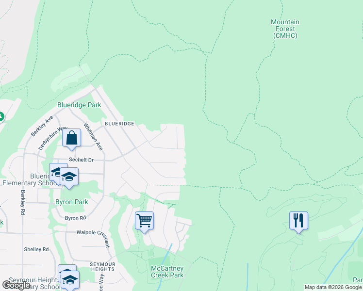map of restaurants, bars, coffee shops, grocery stores, and more near 2008 Blairview Avenue in North Vancouver
