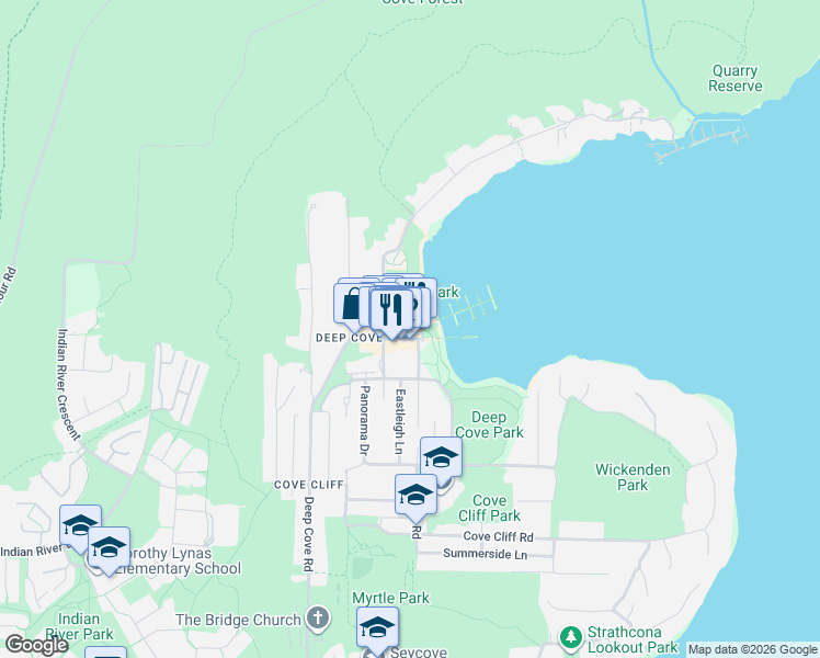 map of restaurants, bars, coffee shops, grocery stores, and more near 4390 Gallant Avenue in North Vancouver