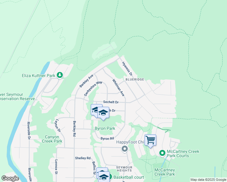 map of restaurants, bars, coffee shops, grocery stores, and more near 2682 Cactus Court in North Vancouver