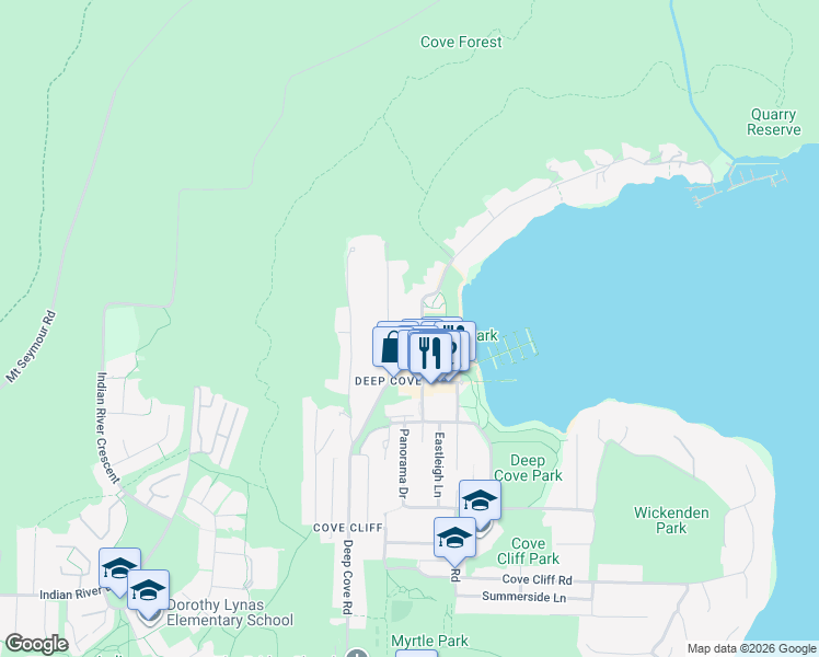 map of restaurants, bars, coffee shops, grocery stores, and more near 2341 Panorama Drive in North Vancouver