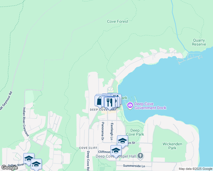 map of restaurants, bars, coffee shops, grocery stores, and more near 2441 Panorama Drive in North Vancouver