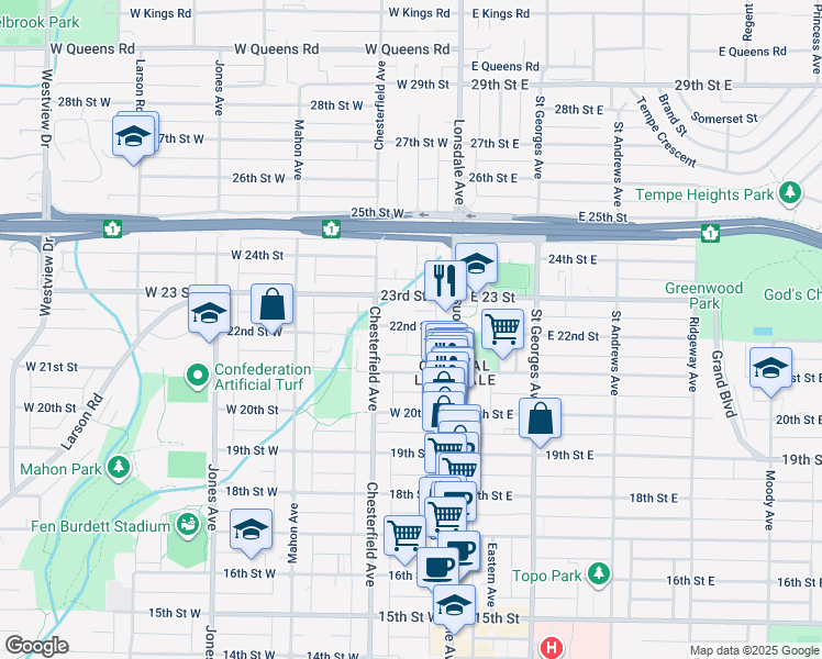 map of restaurants, bars, coffee shops, grocery stores, and more near in North Vancouver