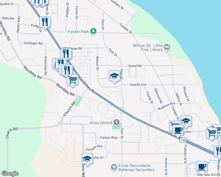 map of restaurants, bars, coffee shops, grocery stores, and more near 746 Doehle Avenue in Parksville