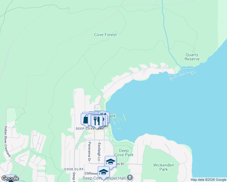 map of restaurants, bars, coffee shops, grocery stores, and more near 2564 Panorama Drive in North Vancouver